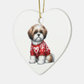 Aangepaste Shih Tzu Dog Fun Valentijn Keramisch Or Ornament (Links)