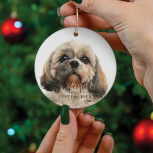Aangepaste Shih Tzu-hond Gepersonaliseerde huisdie Keramisch Ornament