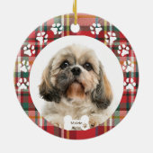 Aangepaste Shih Tzu-hond huisdier foto Kerst vakan Keramisch Ornament (Achterkant)