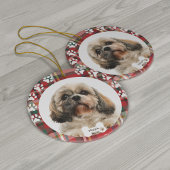 Aangepaste Shih Tzu-hond huisdier foto kerstvakant Keramisch Ornament