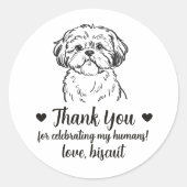 Aangepaste Shih Tzu-hond trouwsticker Ronde Sticker (Voorkant)