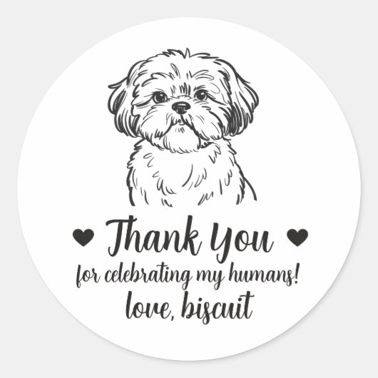 Aangepaste Shih Tzu-hond trouwsticker Ronde Sticker (Voorkant)