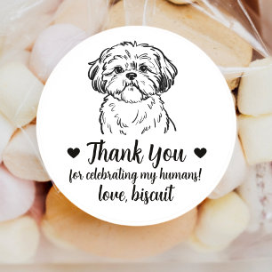 Aangepaste Shih Tzu-hond trouwsticker Ronde Sticker