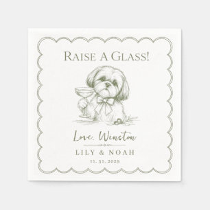 Aangepaste Shih Tzu Huwelijksschets Minimalistisch Servet