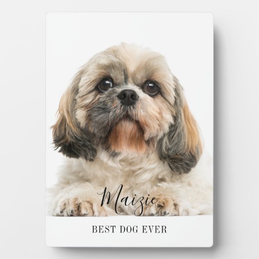 Aangepaste Shih Tzu Script Naam Pet Photo Fotoplaat (voorkant)
