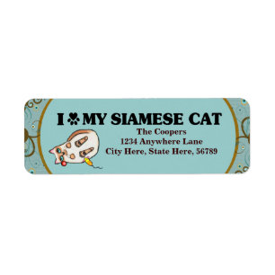 Aangepaste Siamese Kat Art Return-adreslabels Etiket