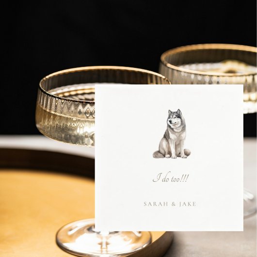 Aangepaste Siberische Huskey Huisdier bruiloft ser Servet