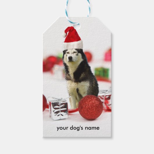 Aangepaste Siberische Husky Christmas Ornament cad Cadeaulabel (Voorkant)
