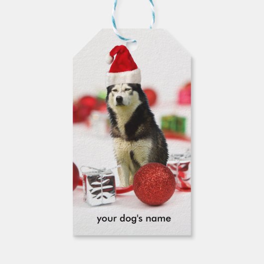 Aangepaste Siberische Husky Christmas Ornament cad Cadeaulabel (Achterkant)