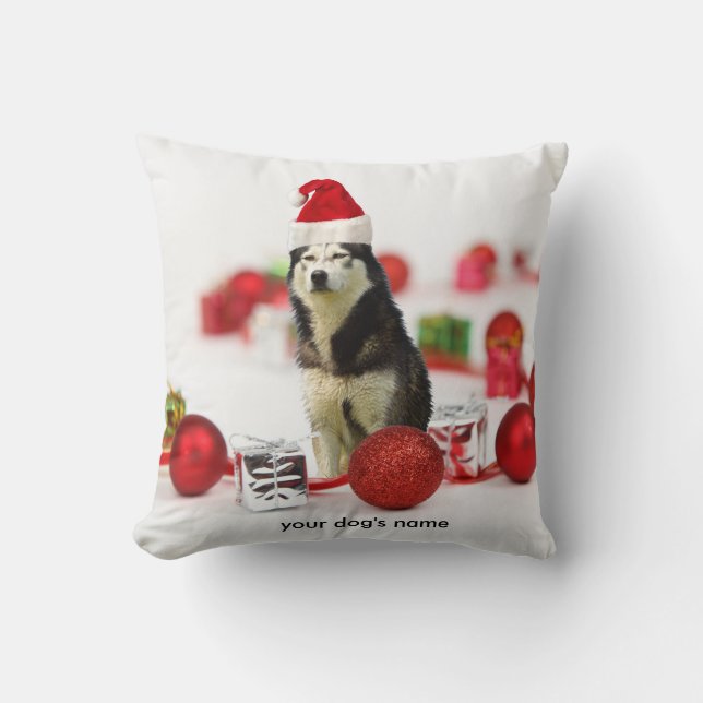 Aangepaste Siberische Husky Christmas Ornament kus Kussen (Voorkant)