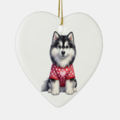 Aangepaste Siberische Husky Dog Valentijn Keramisch Ornament (Rechts)