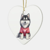 Aangepaste Siberische Husky Dog Valentijn Keramisch Ornament (Links)