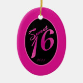 Aangepaste sierbloem 16 Hot Pink Bla Keramisch Ornament (Voorkant)