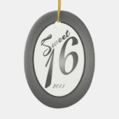 Aangepaste sierbloem 16 zilver keramisch ornament (Voorkant)