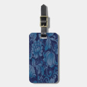 Aangepaste sierlijke blauw bloemig Bagagelabel (Voorkant verticaal)