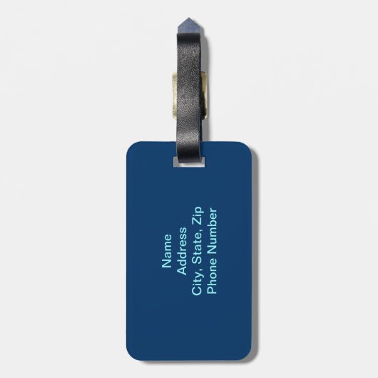 Aangepaste sierlijke blauw bloemig Bagagelabel (Achterkant verticaal)