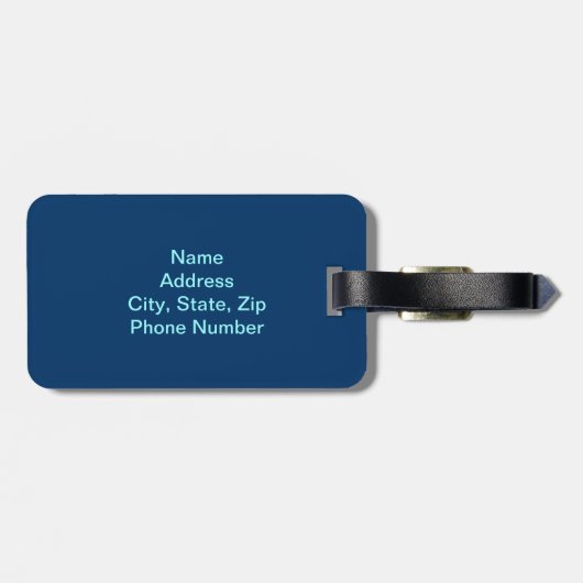 Aangepaste sierlijke blauw bloemig Bagagelabel (Achterkant horizontaal)