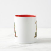 Aangepaste Sierlijke Monogram A Kerstmis Rood Goud Mok (Midden)
