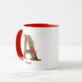 Aangepaste Sierlijke Monogram A Kerstmis Rood Goud Mok (Voorkant links)