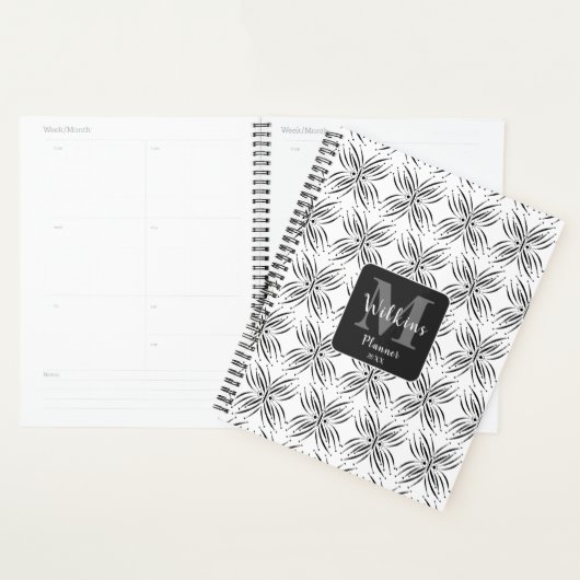 Aangepaste sierlijke vlinder zwart wit ontwerp planner (Display)