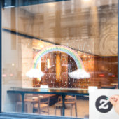 Aangepaste signaalstraal en vloeiende witte wolken raamsticker (Cafe Raam)