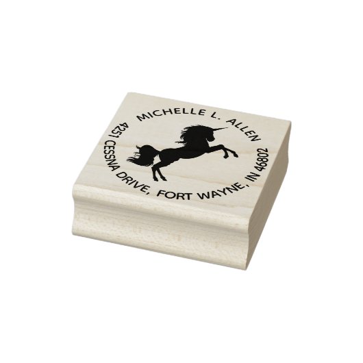 Aangepaste Silhouet Eenhoorn Ronde Retouradres Rubberstempel (Stempel)
