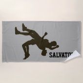 Aangepaste Silhouette Wresters Beach Towel Strandlaken (Voorkant)