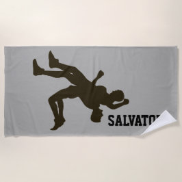 Aangepaste Silhouette Wresters Beach Towel Strandlaken