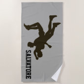Aangepaste Silhouette Wresters Beach Towel Strandlaken (Voorkant)
