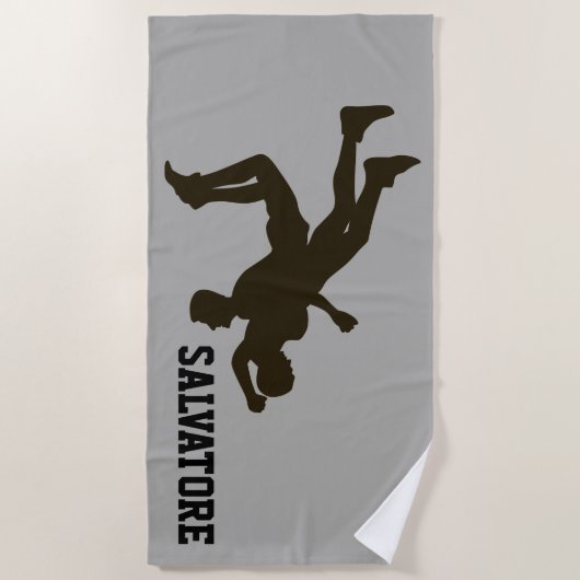 Aangepaste Silhouette Wresters Beach Towel Strandlaken (Voorkant)