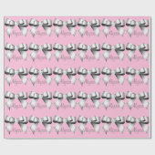 Aangepaste Silver Bow lichtroze Cadeaupapier (Vlak)