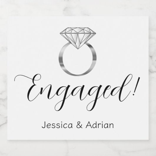 Aangepaste Silver Diamond Verloving Ring Sparkling Wijnetiket (Enkel label)
