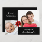 Aangepaste Silver- en Black Photo Elegant Feestdagenkaart (Voorkant / Achterkant)