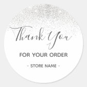 Aangepaste Silver Glitter-bestelling Hartelijk dan Ronde Sticker (Voorkant)