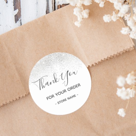 Aangepaste Silver Glitter-bestelling Hartelijk dan Ronde Sticker