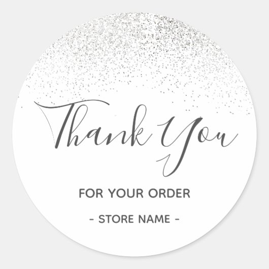 Aangepaste Silver Glitter-bestelling Hartelijk dan Ronde Sticker (Voorkant)