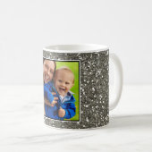 Aangepaste Silver Glitter-foto Koffiemok (Voorkant rechts)