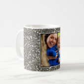 Aangepaste Silver Glitter-foto Koffiemok (Voorkant links)
