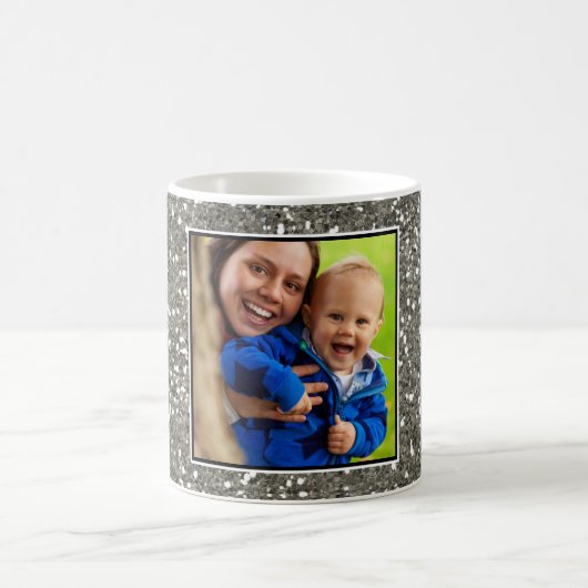 Aangepaste Silver Glitter-foto Koffiemok (Center)