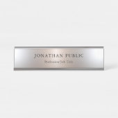 Aangepaste Silver-look Eenvoudig ontwerp-Sjabloon Bureau Naambordje (Voorkant)