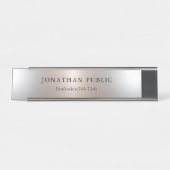 Aangepaste Silver-look Eenvoudig ontwerp-Sjabloon Bureau Naambordje (Voorkant)
