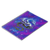 Aangepaste Silver Lucky Dragon Paars Galaxy-laptop Notitieboek (Linkerzijde)