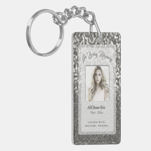 Aangepaste Silver Memorial Voeg foto toe Sleutelhanger (Voorkant Links)