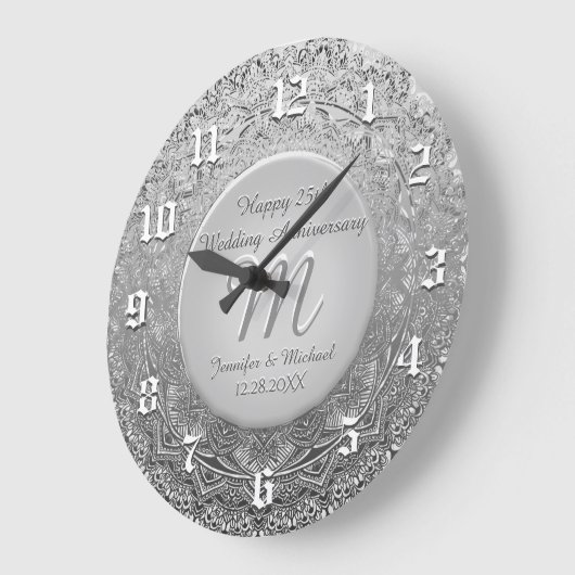 Aangepaste Silver Monogram Jubileum Klok (Hoek)