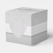 Aangepaste Silver Sparkle Heart Box Bedankdoosjes (Voorkant Zijde)