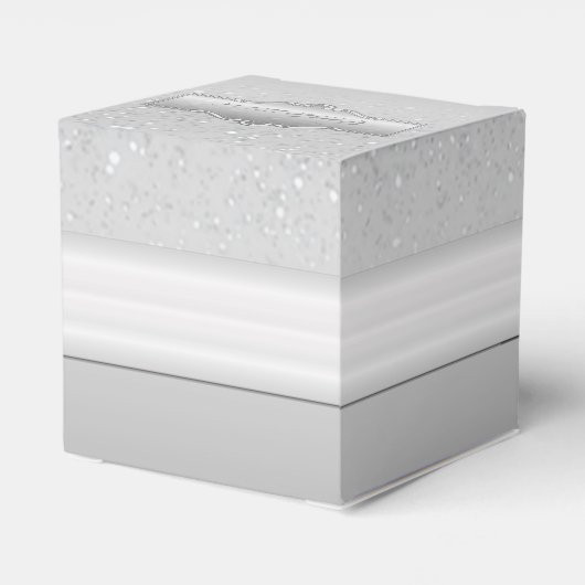 Aangepaste Silver Sparkle Heart Box Bedankdoosjes (Achterkant)