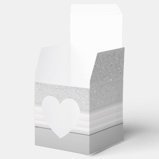 Aangepaste Silver Sparkle Heart Box Bedankdoosjes (Geopend)