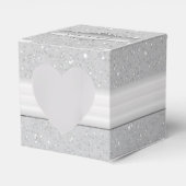 Aangepaste Silver Sparkle Heart Box Bedankdoosjes (Voorkant Zijde)