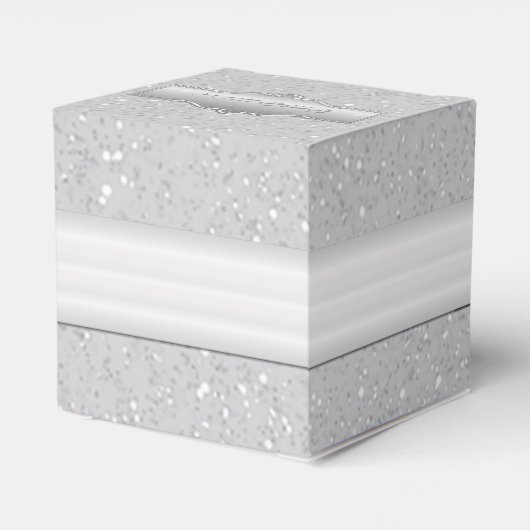 Aangepaste Silver Sparkle Heart Box Bedankdoosjes (Achterkant)