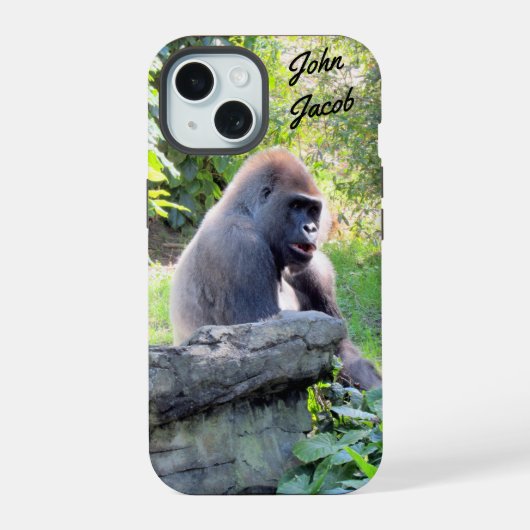Aangepaste Silverback Gorilla-telefoontas iPhone 15 Case (Achterkant)
